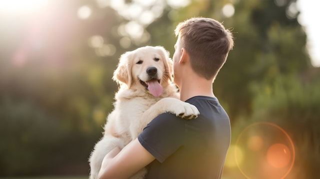 Man with Golden Retriever