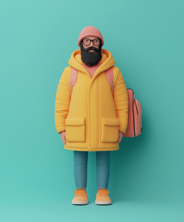 Stylized Illustration of Fashionable Winter Attire