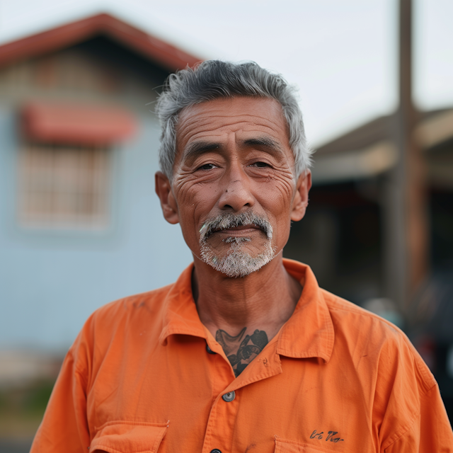 Portrait of Dignified Elderly Man with Tattoo