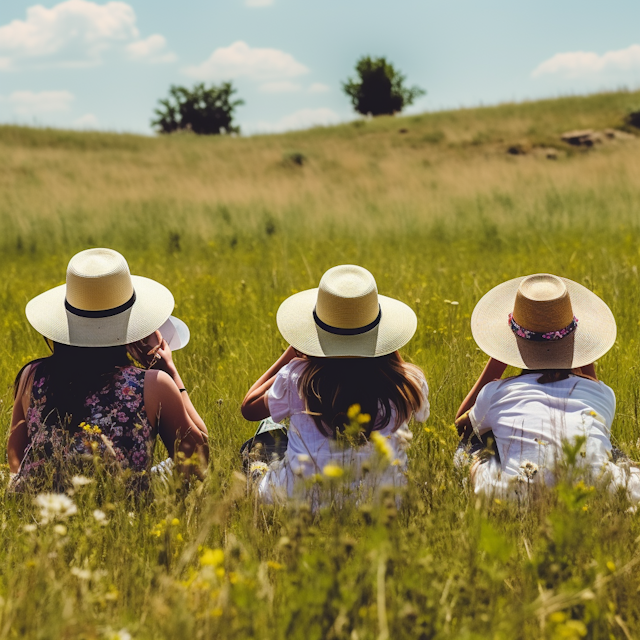 Midday Serenity in Straw Hats