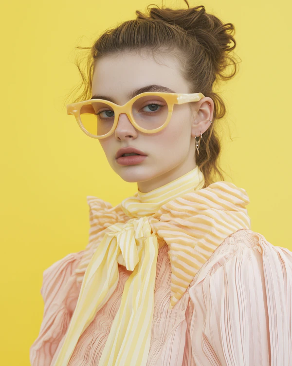 Fashionable Woman Against Yellow Background