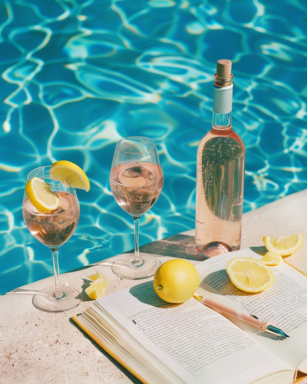 Poolside Leisure with Rosé and Reading