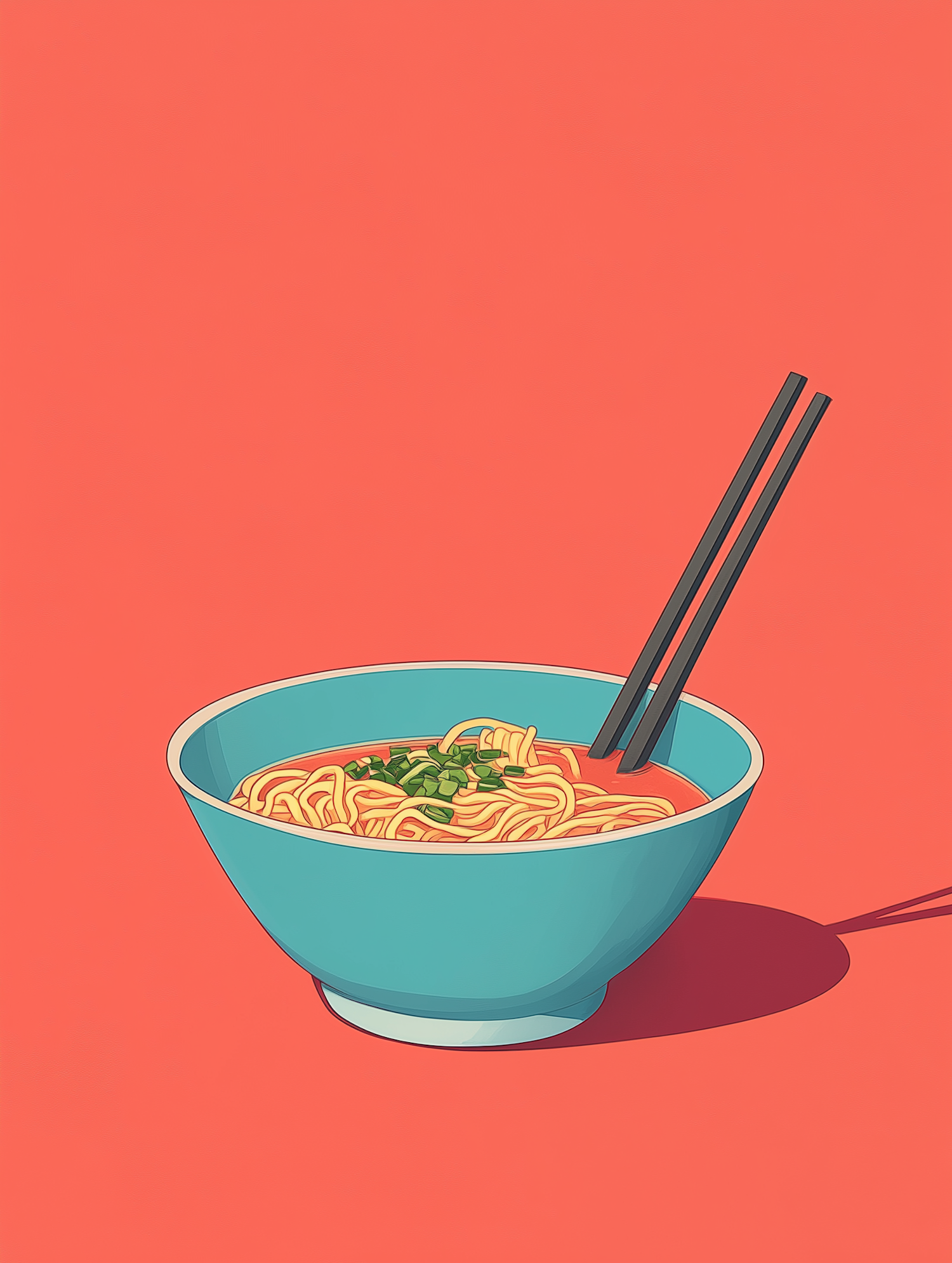 Vibrant Bowl of Noodles Illustration