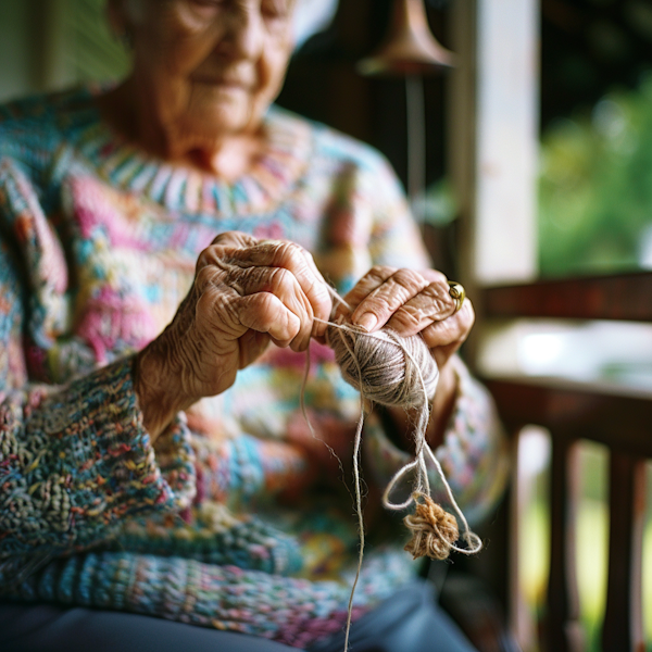 Elderly Person Knitting