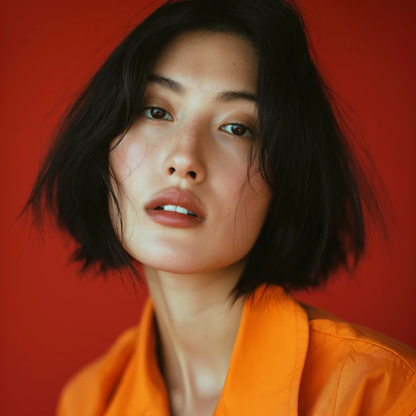 Serene Woman with Striking Contrast