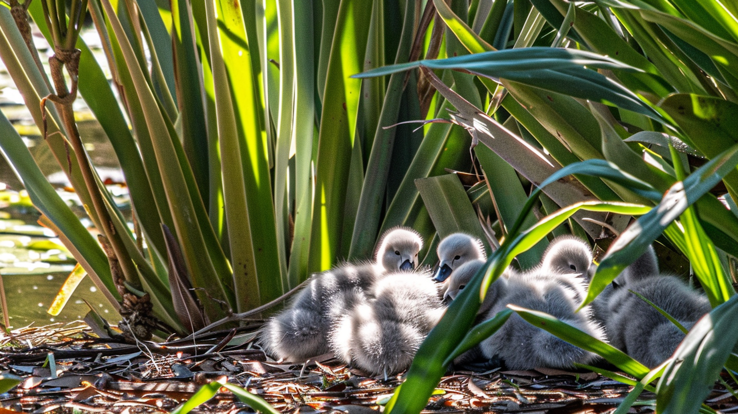 Cygnets in Reeds