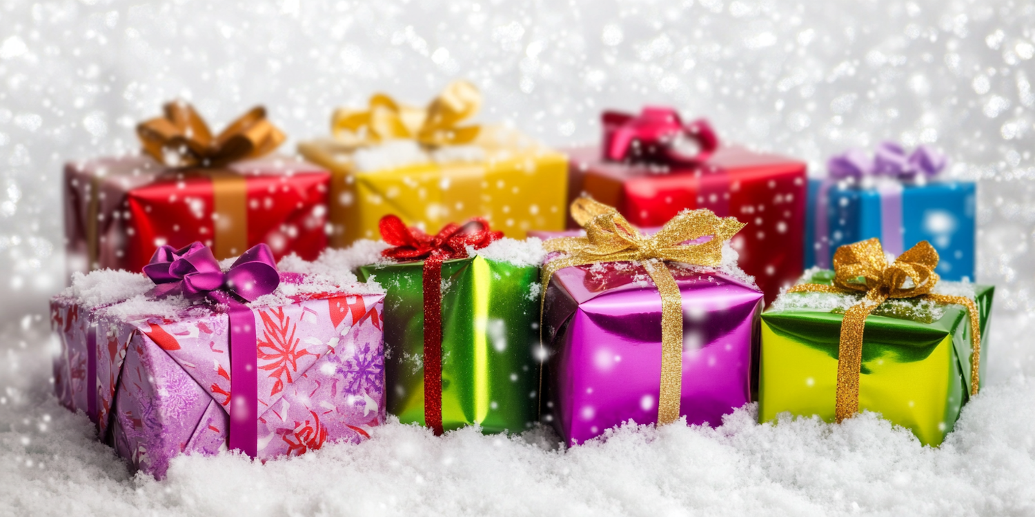 Festive Gift Boxes in Snow