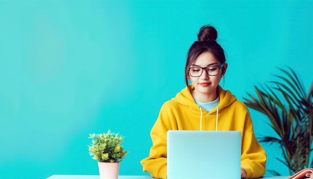 Young Woman Working at Home