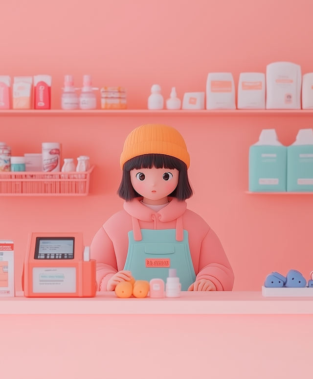 Animated Girl in Retail Setting