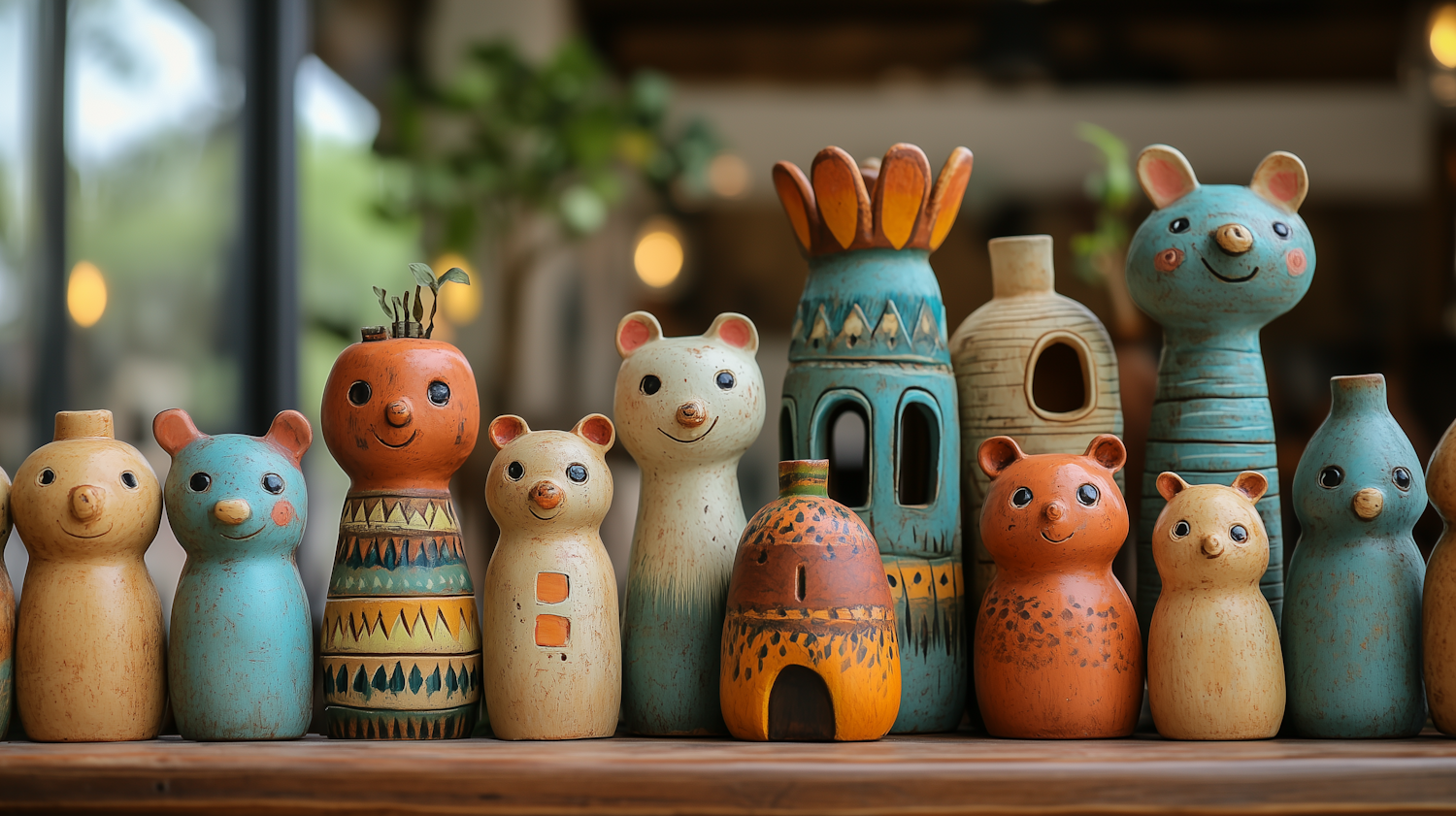 Colorful Handcrafted Ceramic Figurines