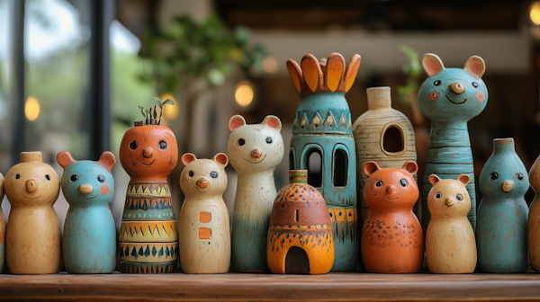 Colorful Handcrafted Ceramic Figurines