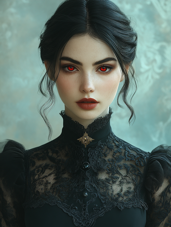 Gothic Portrait with Red Eyes