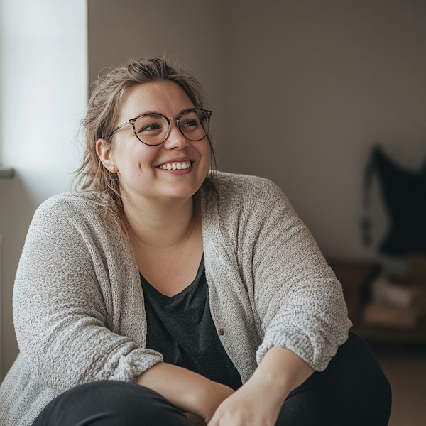 Relaxed Young Woman in Casual Attire