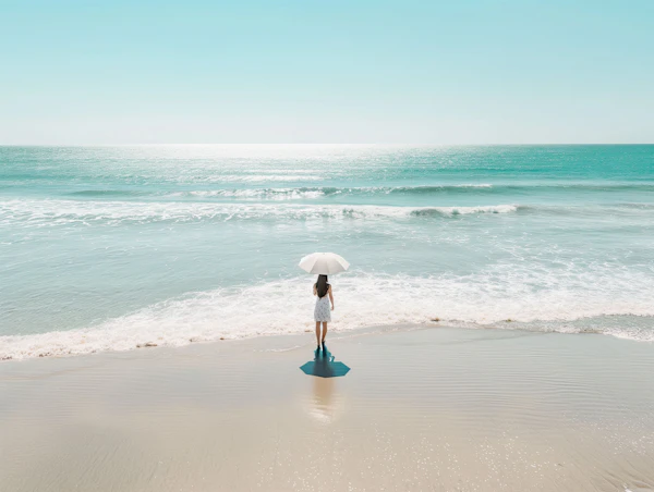 Solitary Figure on a Serene Beach
