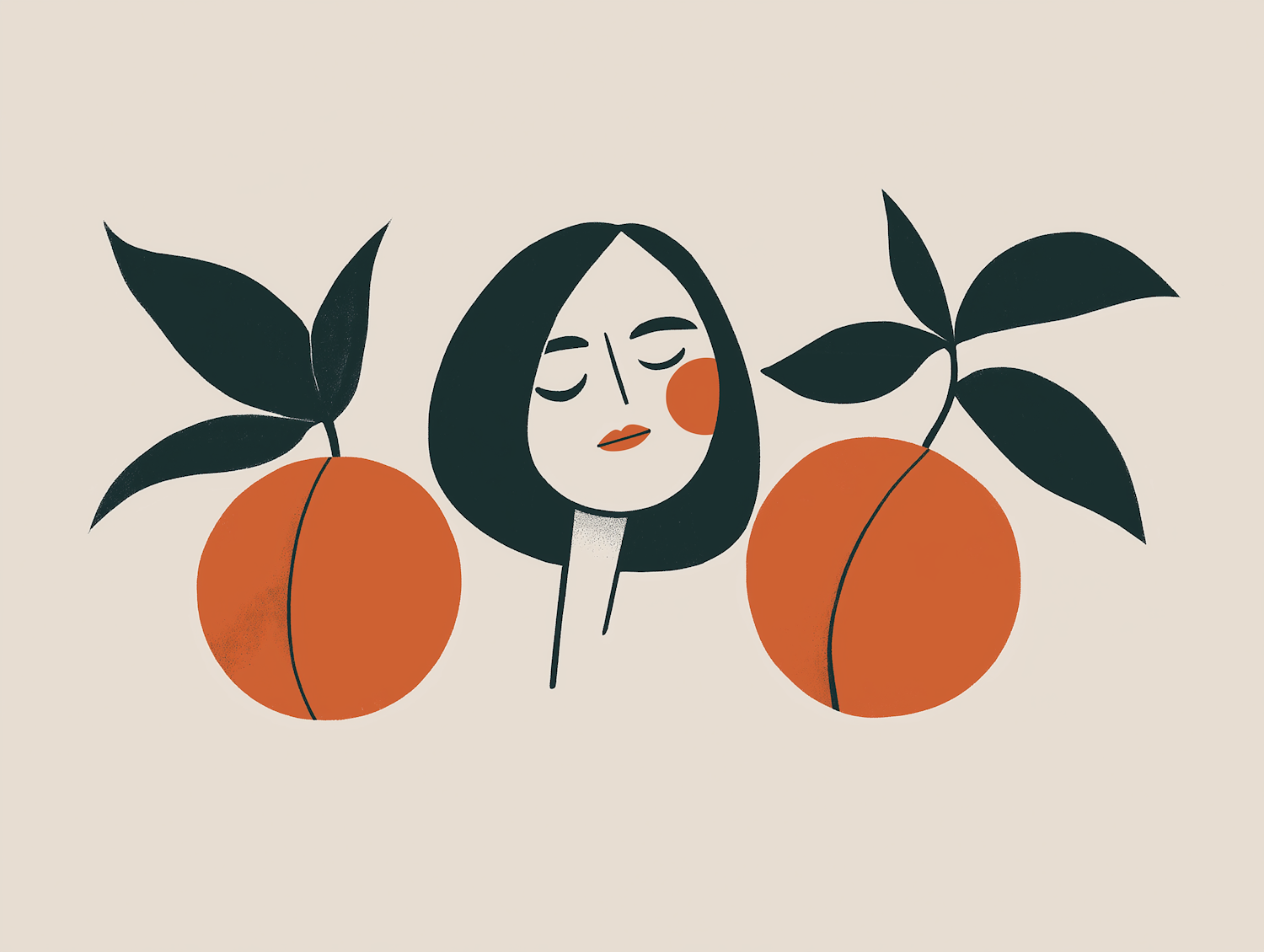 Stylized Female Figure with Oranges Illustration