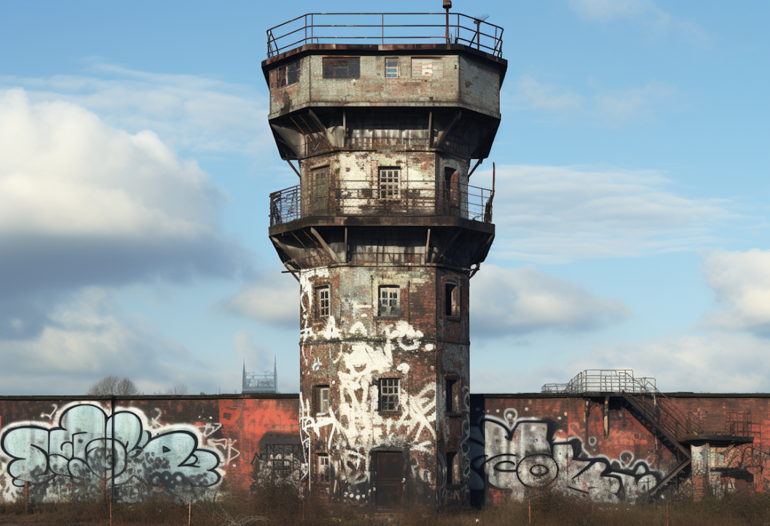 Graffiti-Clad Abandoned Industrial Tower