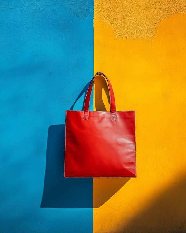 Vibrant Red Tote Bag Against Bold Background