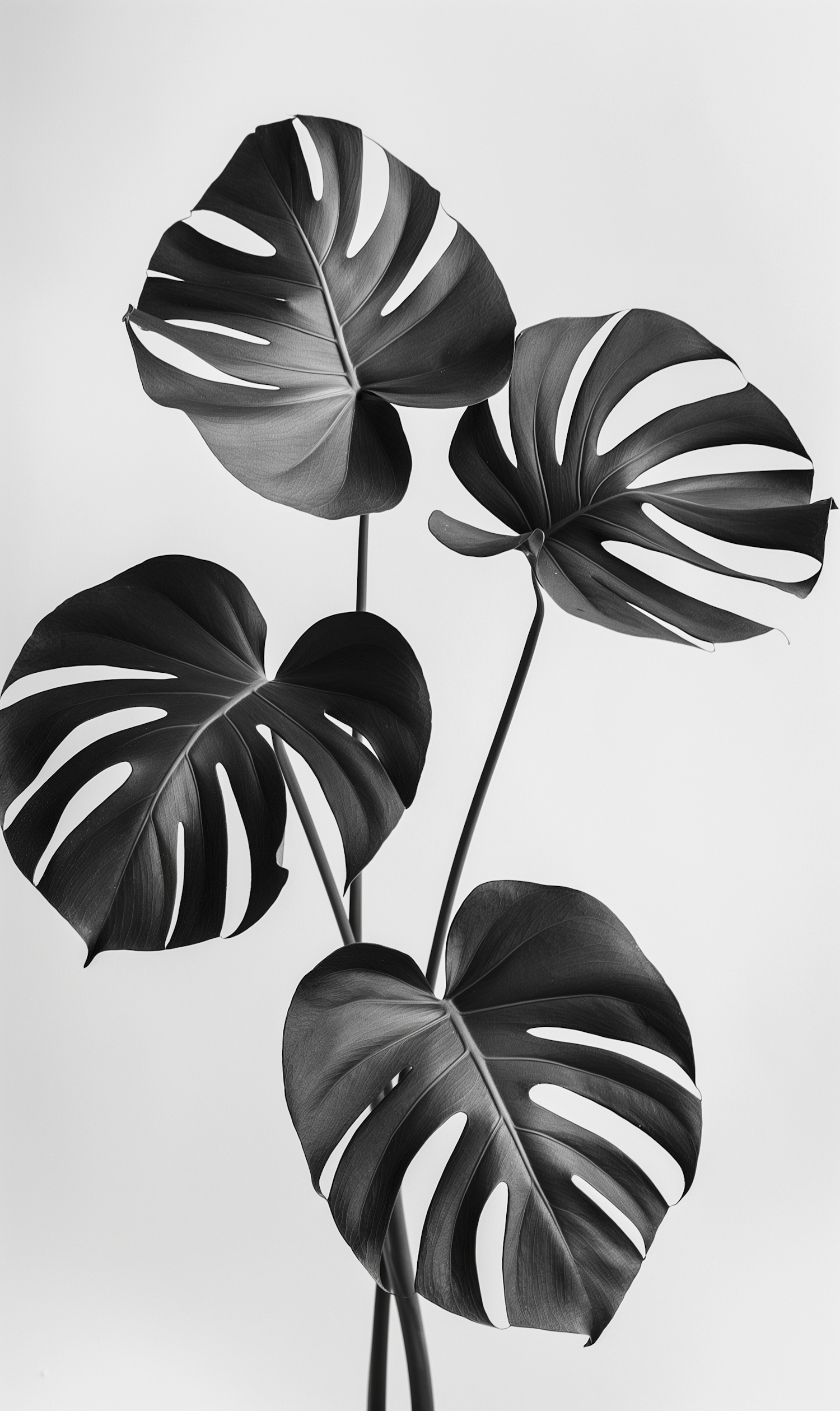 Monochrome Monstera Leaves