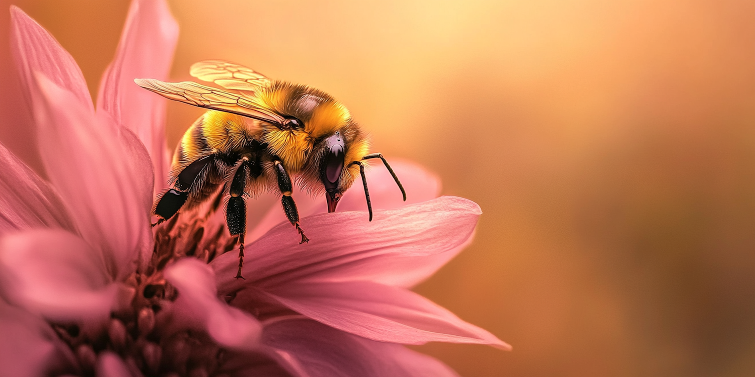 Bee on Pink Flower