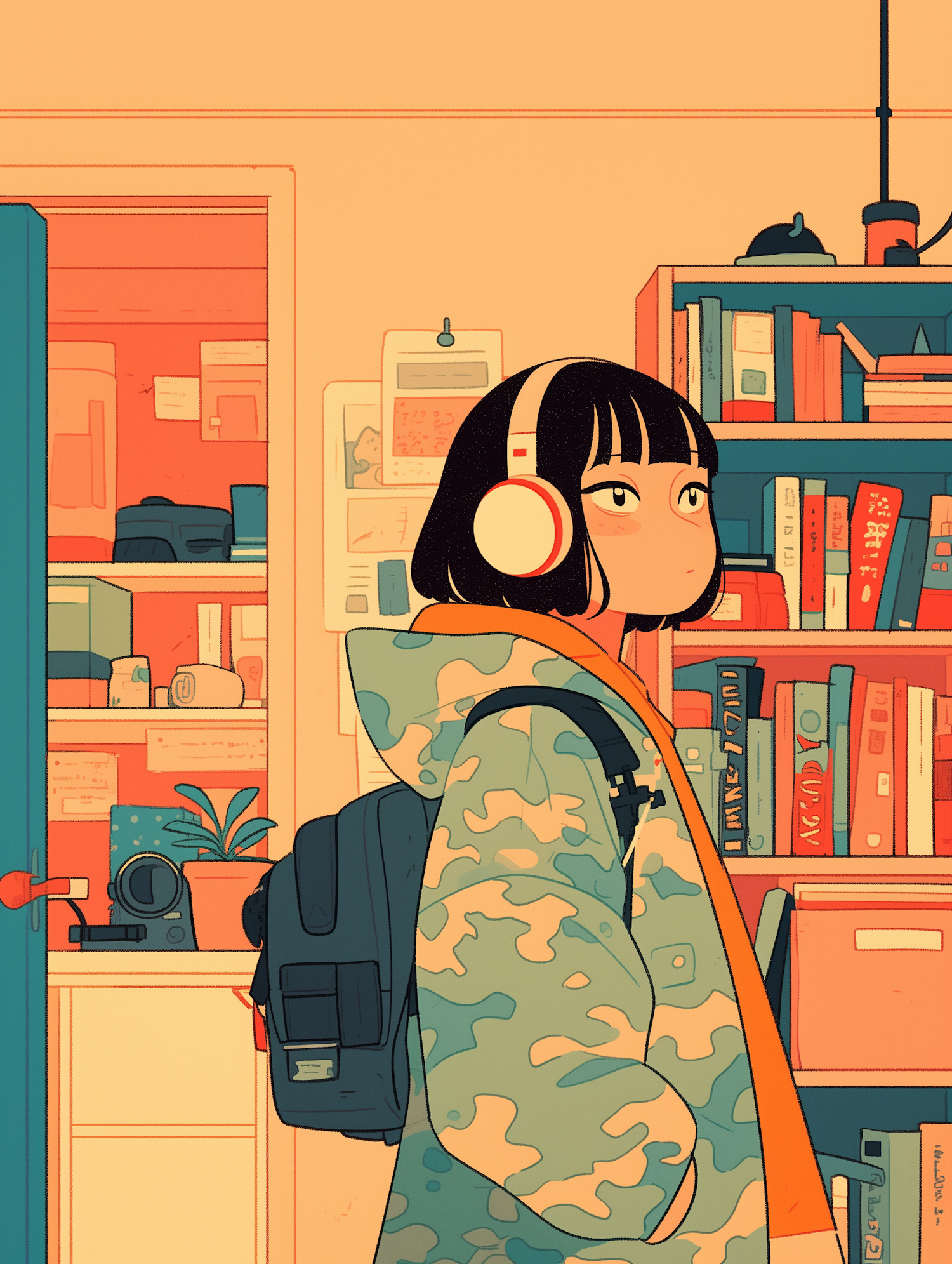 Young Person with Headphones in Cozy Room