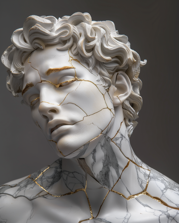 Classical Sculpture with Golden Veins