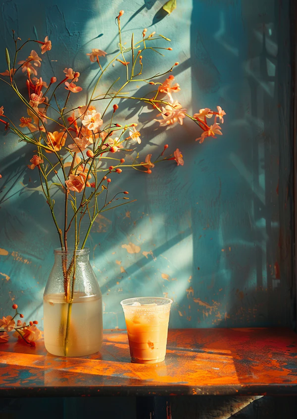 Serene Indoor Still Life with Orange Blossoms