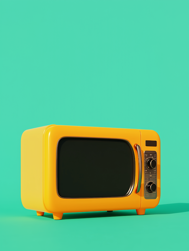 Vintage-Style Yellow Microwave