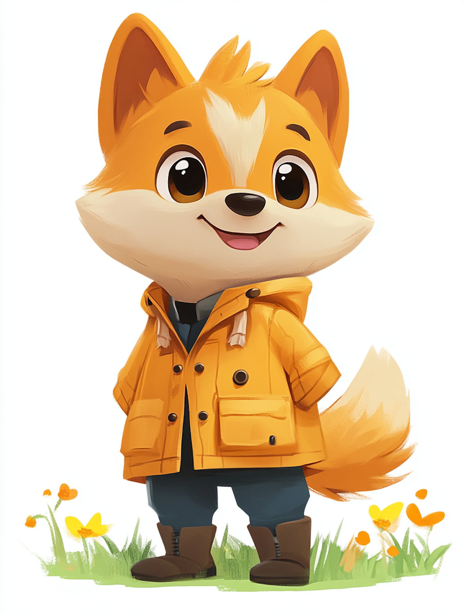 Anthropomorphic Fox in Raincoat