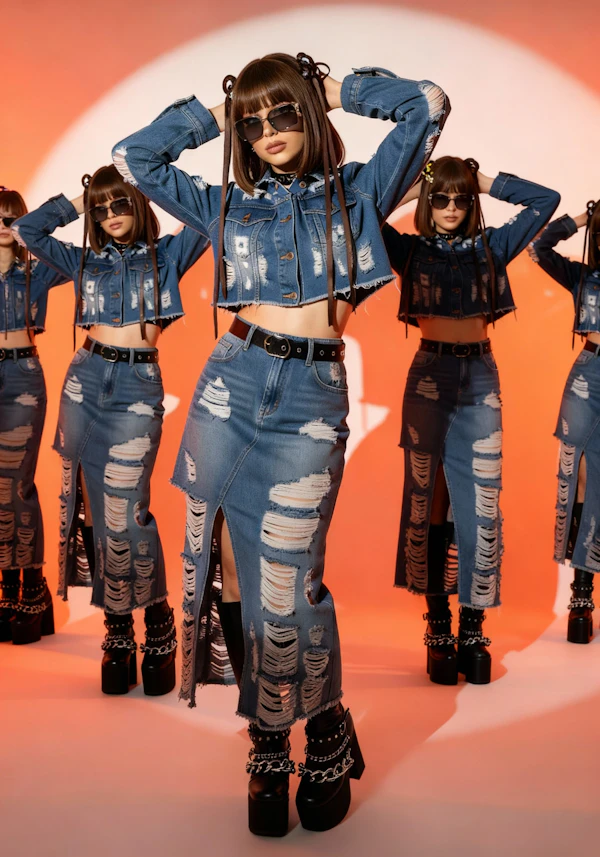 Denim Fashion Ensemble