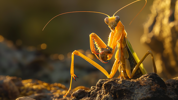 Golden Praying Mantis in Natural Habitat