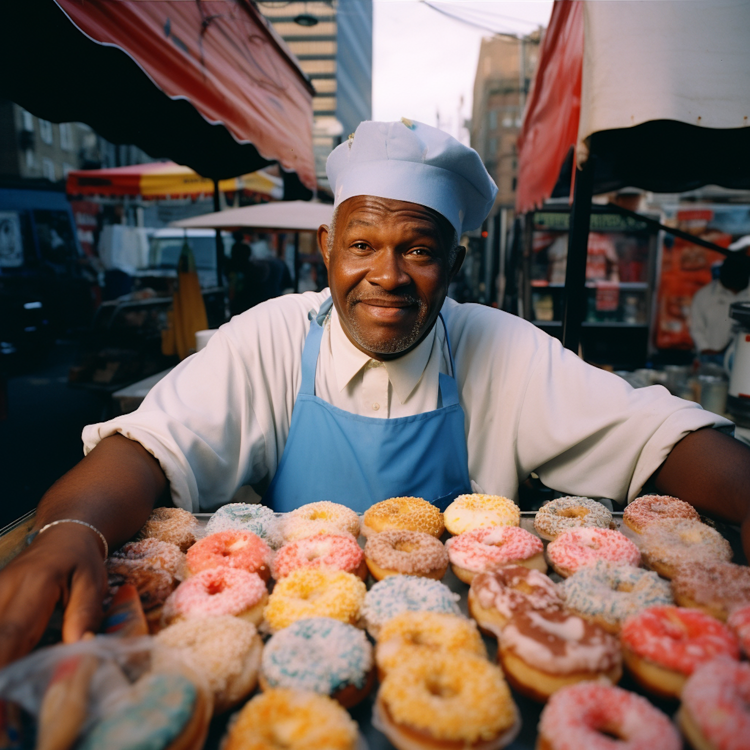 Joyful Donut Artisan at the Market