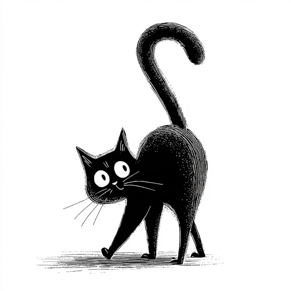 Playful Black Cat Art