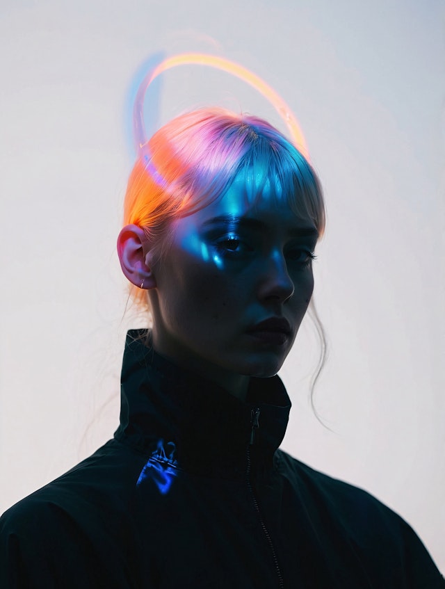 Neon Portrait of Woman