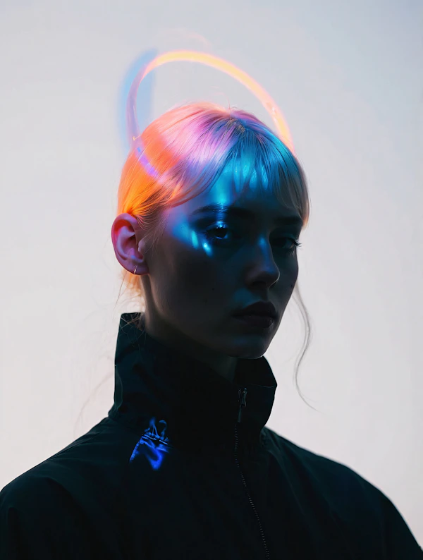 Neon Portrait of Woman