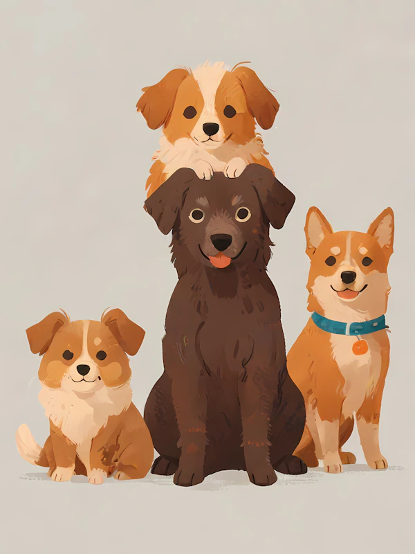 Cartoon Dogs Companionship