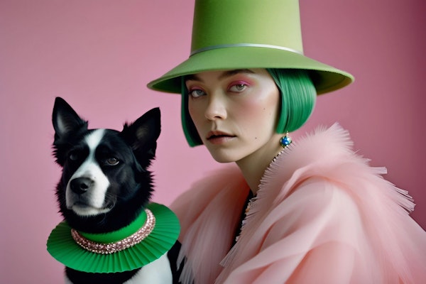 Fashionable Woman and Dog Portrait