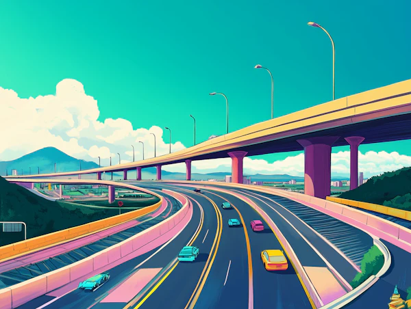 Colorful Highway Scene