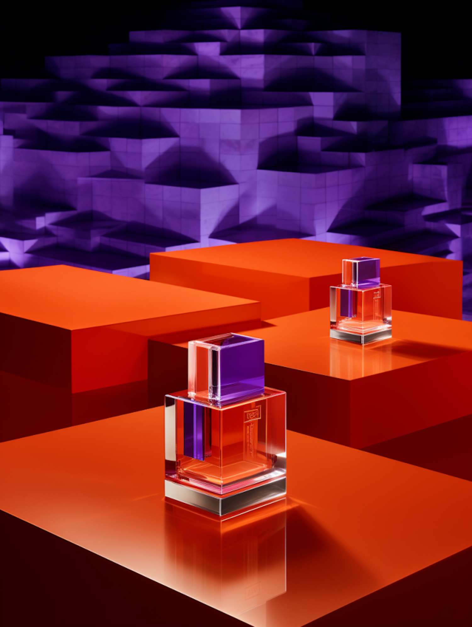 Modern Luxe: Geometric Elegance in Orange and Ultraviolet