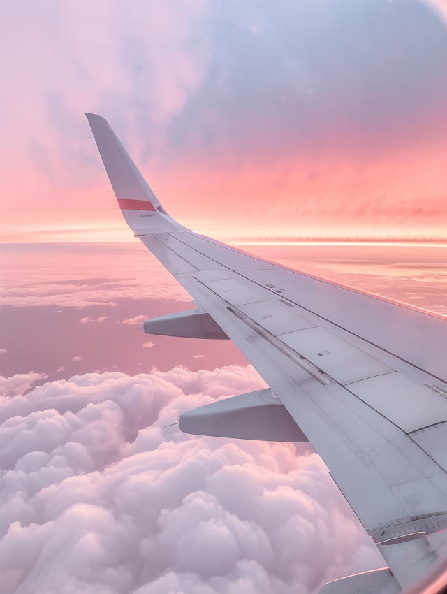 Airplane Wing at Sunset