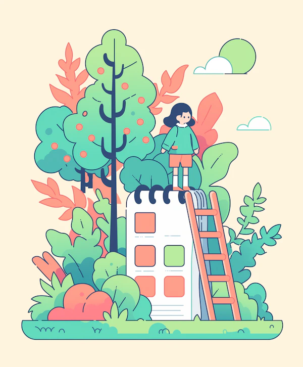 Whimsical Girl on Notebook