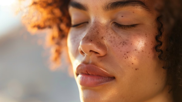 Serene Portrait of Young Woman with Freckles