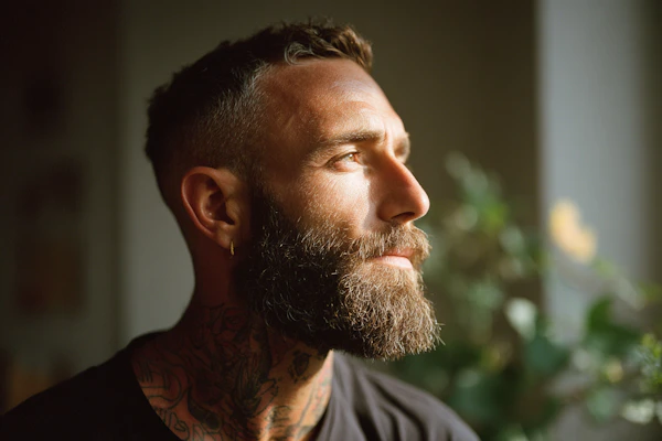 Thoughtful Bearded Man