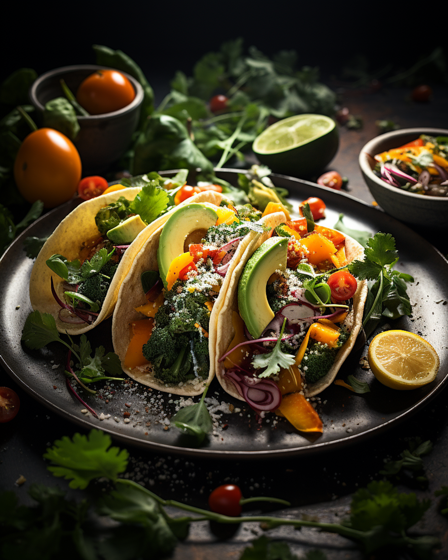 Vibrant Veggie Tacos with Citrus Accents