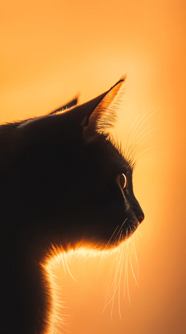 Silhouette of a Cat at Sunset