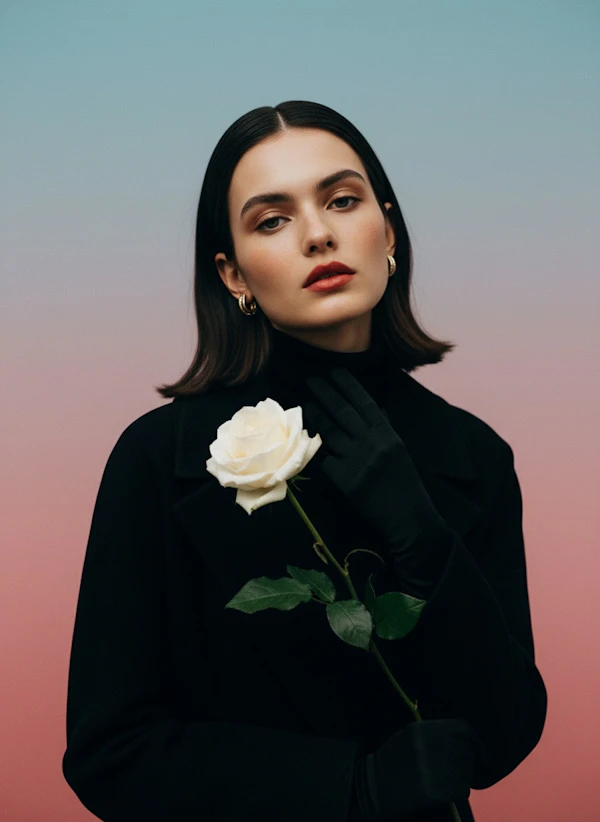Elegant Woman with Rose