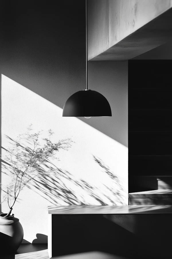 Minimalist Interior with Pendant Light