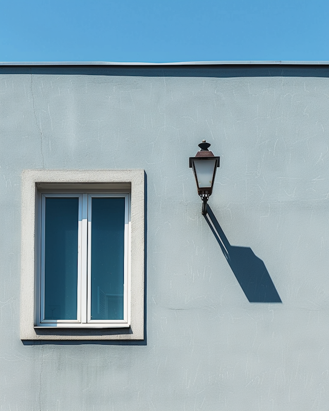 Serene Blue Wall with Lamp Shadow