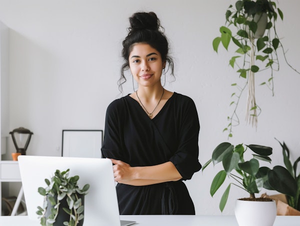 Casual Woman with Houseplants