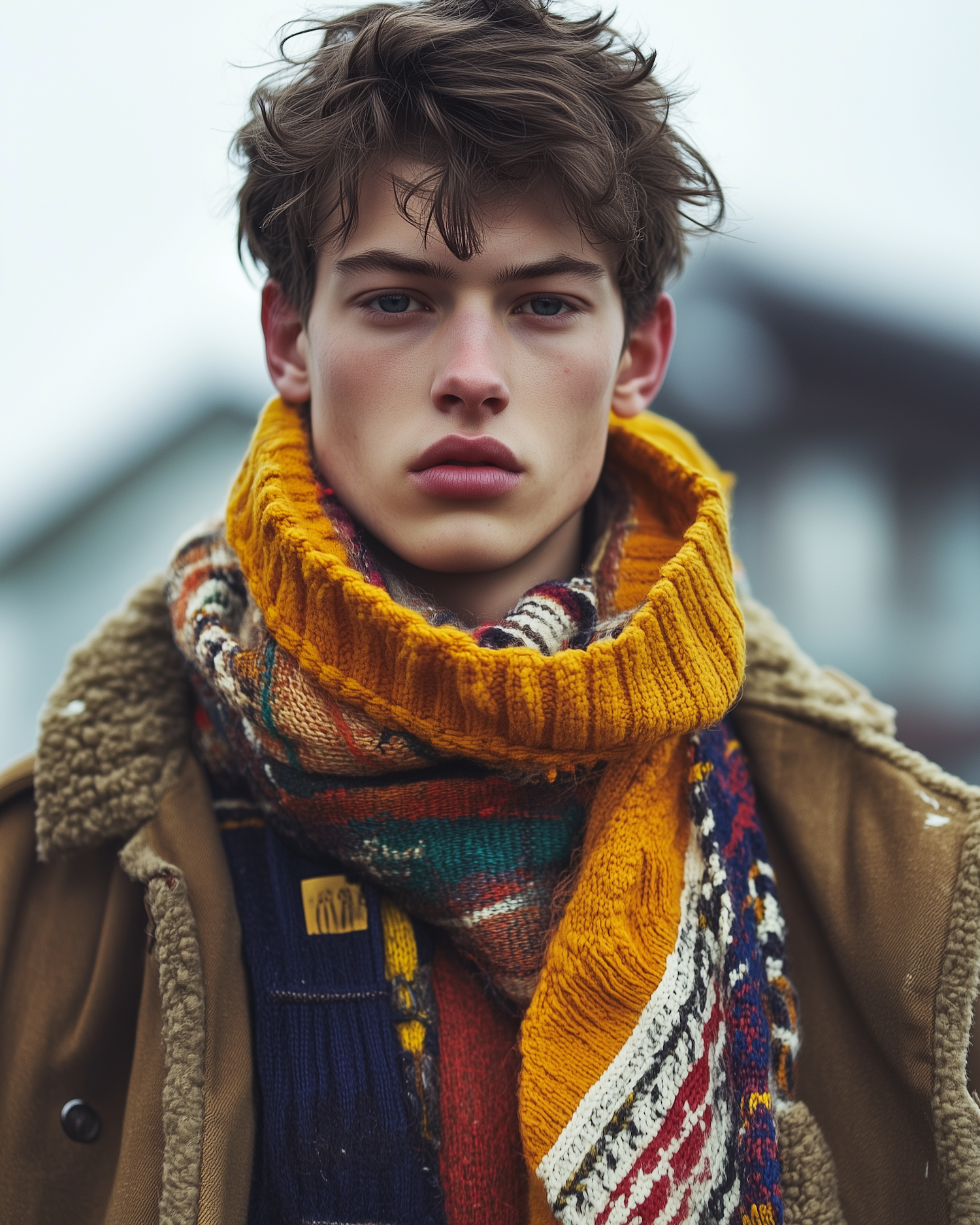 Young Man in Colorful Scarf