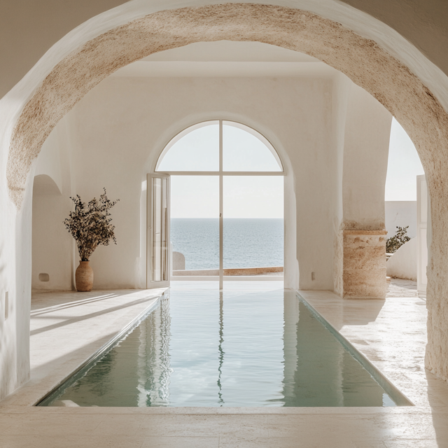 Serene Indoor Pool with Ocean View